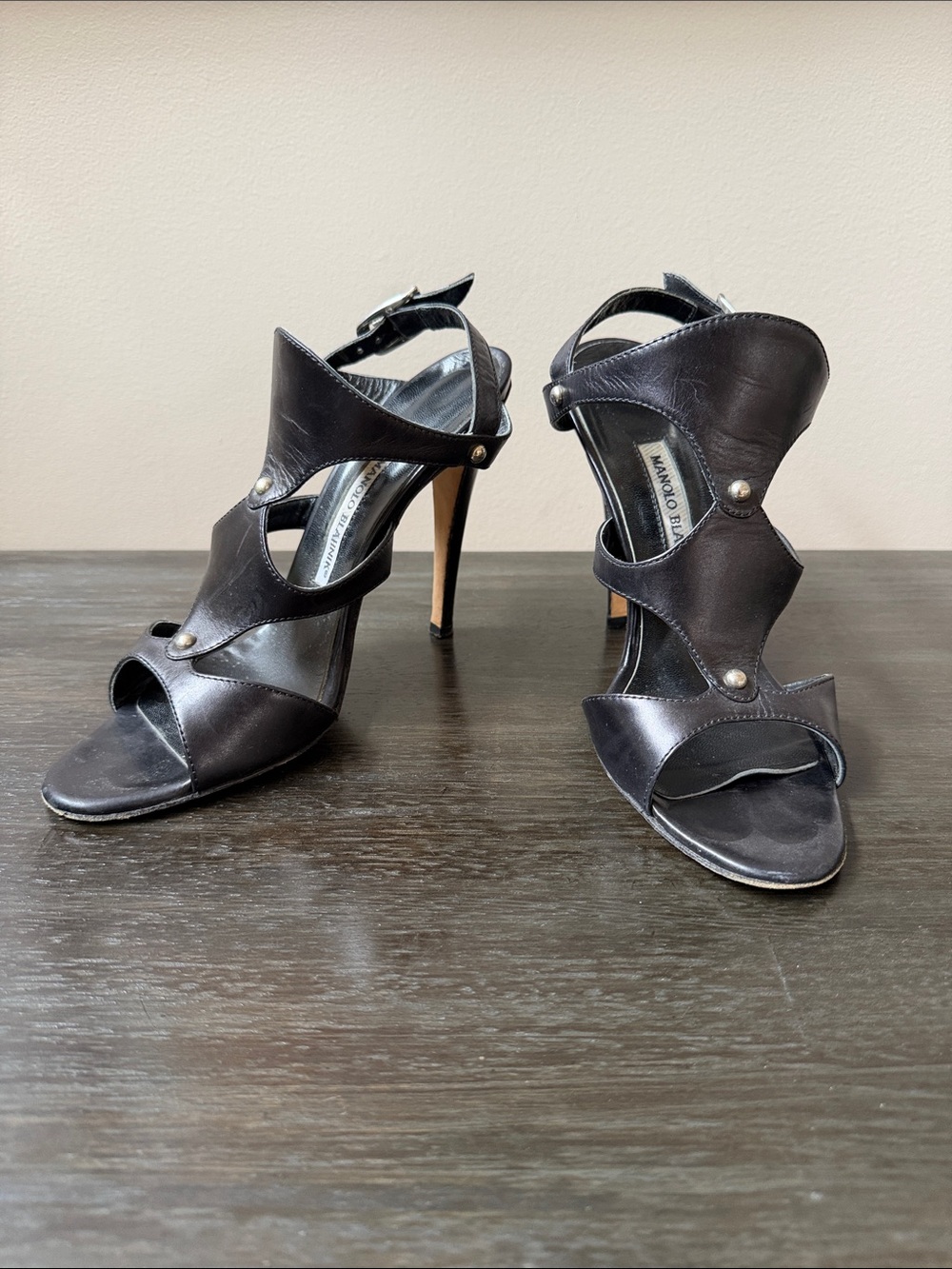 Manolo Blahnik Black Gladiator Sandal Heels